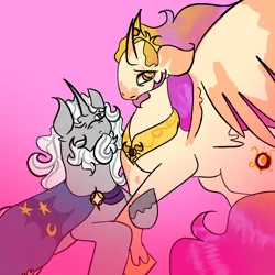 Size: 1280x1280 | Tagged: safe, derpibooru import, star swirl the bearded, oc, oc:dawnriser, alicorn, unicorn, g4, canon x oc, celestia and luna's father, gay, gay marriage, horn, image, male, old couple, png, ship:dawnswirl, stallion oc