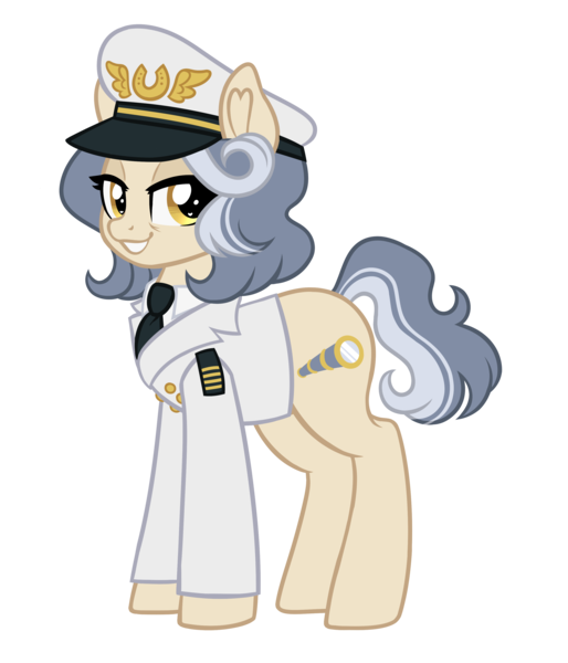 Size: 3000x3500 | Tagged: safe, artist:fannytastical, ponerpics import, oc, oc:clipper ship, clothes, con mascot, hat, image, looking at you, mascot, necktie, png, pone voyage, solo, standing, uniform, uniform hat