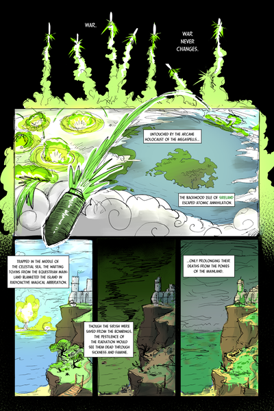 Size: 2100x3150 | Tagged: safe, artist:hallowraith, derpibooru import, comic:fallout equestria: sireland, fallout equestria, comic, fallout equestria: sireland, image, nuclear explosion, nuclear weapon, png, weapon