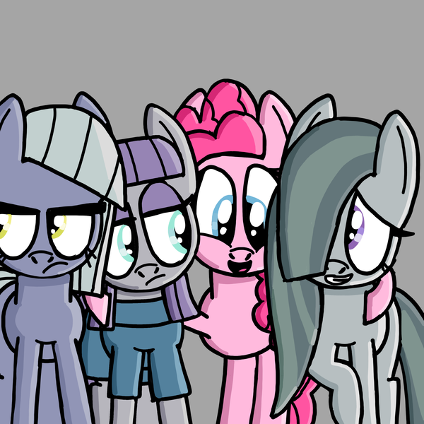 Size: 3000x3000 | Tagged: safe, artist:pegasus darkblue, derpibooru import, limestone pie, marble pie, maud pie, pinkie pie, earth pony, pony, g4, gray background, group, image, pie sisters, png, quartet, siblings, simple background, sisters