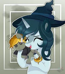 Size: 1792x2048 | Tagged: safe, artist:emyart18, ponerpics import, oc, unofficial characters only, original species, plush pony, pony, eyes closed, female, hat, image, jpeg, mare, open mouth, plushie, solo, witch hat