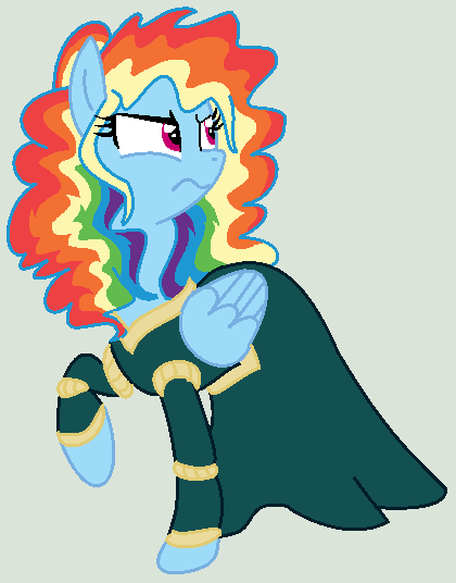 Size: 420x536 | Tagged: safe, artist:doggie31, derpibooru import, rainbow dash, pegasus, pony, g4, alternate hairstyle, brave, brave (movie), clothes, cosplay, costume, curly mane, disney, disney princess, female, image, mare, merida, pixar, png, rainbow dash always dresses in style, simple background, solo, transparent background