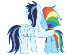 Size: 1280x954 | Tagged: safe, artist:soarindasher10, derpibooru import, rainbow dash, soarin', pegasus, pony, g4, the last problem, female, hug, image, male, mare, my little pony, older, older rainbow dash, older soarin', older soarindash, png, shipping, simple background, soarindash, stallion, straight, transparent background