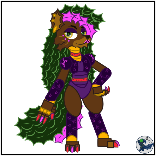 Size: 2000x2000 | Tagged: safe, artist:dice-warwick, derpibooru import, oc, oc:terra timberwolf, unofficial characters only, diamond dog, robot, timber wolf, fallout equestria, 80's fashion, 80s, 80s hair, fallout equestria: desperados, fanfic art, five nights at freddy's, image, png, solo