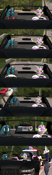 Size: 1920x6480 | Tagged: suggestive, artist:papadragon69, derpibooru import, queen chrysalis, spike, oc, oc:officer flint, anthro, rat, g4, 3d, car, clothed female nude female, clothed male nude female, clothes, discarded clothing, female, gigachad spike, image, implied nudity, littering, male, nudity, older, older spike, png, police car, police officer, pulled over, ship:chryspike, shipping, shrug, source filmmaker, straight, uh oh, undressing