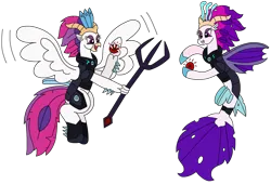 Size: 3192x2176 | Tagged: safe, artist:supahdonarudo, derpibooru import, queen novo, classical hippogriff, hippogriff, seapony (g4), g4, my little pony: the movie, alternate universe, armor, evil counterpart, holding, image, mirror universe, png, queen novo's orb, simple background, transparent background, trident