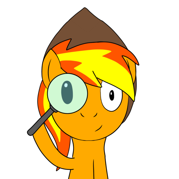 Size: 2248x2248 | Tagged: safe, artist:johnnybro288, derpibooru import, oc, oc:firey ratchet, unofficial characters only, pegasus, g4, detective, fedora, hat, image, looking at you, magnifying glass, male, png, simple background, transparent background