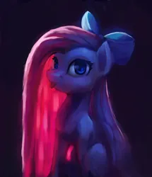 Size: 4290x5000 | Tagged: safe, artist:terrafomer, derpibooru import, pinkie pie, earth pony, pony, g4, absurd resolution, bow, bust, chiaroscuro, dark background, hair bow, image, pinkamena diane pie, png, portrait, solo, straight mane, tongue out