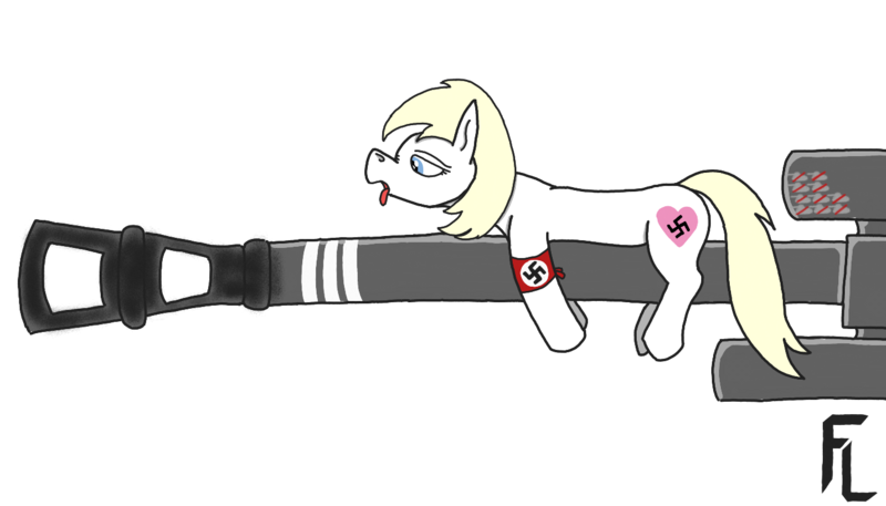 Size: 1400x800 | Tagged: safe, artist:feraline(r), derpibooru import, oc, oc:aryanne, artillery, image, nazi, png, simple background, swastika, transparent background, wehrmacht