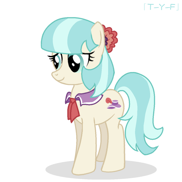 Size: 1000x1000 | Tagged: safe, artist:taoyvfei, derpibooru import, coco pommel, earth pony, pony, g4, female, flower, flower in hair, image, mare, png, signature, solo