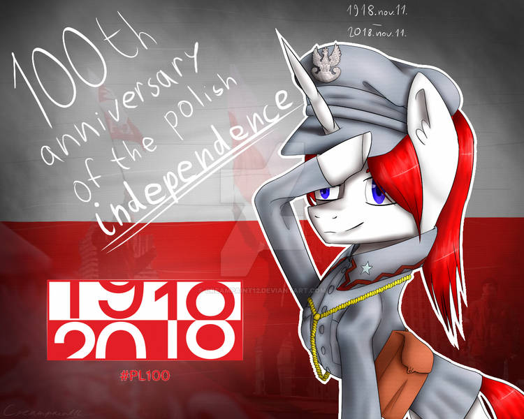 Size: 750x600 | Tagged: safe, artist:creampaint12, derpibooru import, oc, unicorn, hat, horn, image, jpeg, old art, poland, polish national independence day, solo