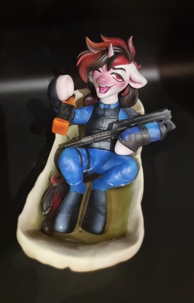 Size: 1953x3049 | Tagged: safe, artist:draconis taaldis, derpibooru import, oc, oc:blackjack, fallout equestria, fallout equestria: project horizons, bathtub, fanfic art, figurine, image, irl, jpeg, photo