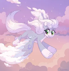 Size: 1990x2048 | Tagged: safe, artist:skysorbett, derpibooru import, oc, oc:silver flash, unofficial characters only, pegasus, pony, cloud, cloud wings, coat markings, countershading, flying, image, jpeg, long tail, pegasus oc, sky, smiling, socks (coat marking), solo, spread wings, stars, tail, underhoof, unshorn fetlocks, wind, windswept mane, windswept tail, wings