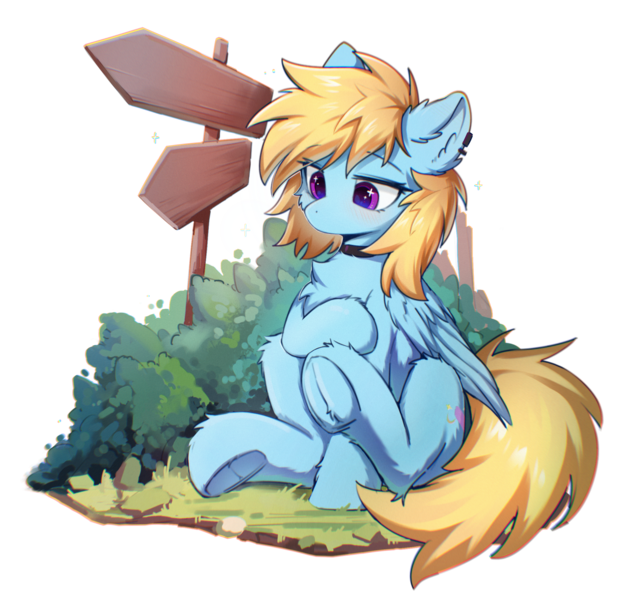 Size: 2170x2081 | Tagged: safe, artist:gale spark, derpibooru import, oc, oc:gale spark, unofficial characters only, pegasus, pony, chest fluff, choker, female, fluffy, forest, grass, image, mare, nature, png, raised leg, solo, tree, wings