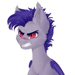 Size: 1280x1280 | Tagged: safe, artist:shooshaa, derpibooru import, oc, oc:thunder run, unofficial characters only, bat pony, pony, bust, commission, gritted teeth, image, jpeg, male, portrait, scar, simple background, solo, stallion, teeth, white background