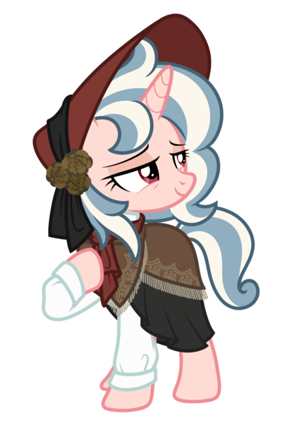 Size: 2926x4142 | Tagged: safe, artist:return 0, derpibooru import, oc, oc:vivi poff, unofficial characters only, unicorn, bloodborne, clothes, doll, hat, horn, image, png, solo, toy