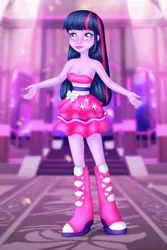 Size: 828x1241 | Tagged: safe, artist:ronaldanthony4, derpibooru import, twilight sparkle, human, equestria girls, g4, boots, canterlot high, clothes, fall formal outfits, high heel boots, image, jpeg, shoes, signature, simple background, solo, transparent background