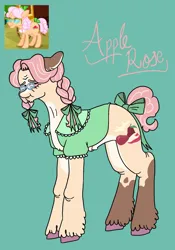 Size: 1431x2048 | Tagged: safe, artist:whimday, derpibooru import, apple rose, earth pony, pony, g4, alternate design, bow, braid, clothes, female, glasses, hair bow, image, jpeg, mare, screencap reference, solo, tail, tail bow, unshorn fetlocks