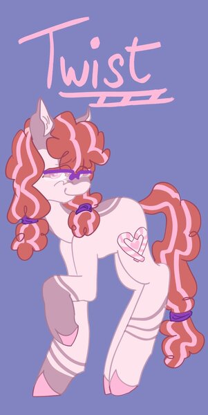 Size: 1026x2048 | Tagged: safe, artist:whimday, derpibooru import, twist, earth pony, pony, g4, alternate design, female, glasses, image, jpeg, solo