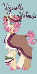 Size: 1026x2048 | Tagged: safe, artist:whimday, derpibooru import, vignette valencia, ponified, pony, unicorn, g4, alternate design, anatomically incorrect, bracelet, clothes, ear piercing, earring, equestria girls ponified, female, horn, horn ring, image, incorrect leg anatomy, jewelry, jpeg, lip piercing, mare, piercing, ring, solo, unicorn vignette valencia