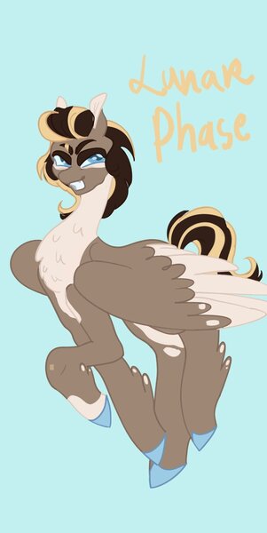 Size: 1026x2048 | Tagged: safe, artist:whimday, derpibooru import, oc, oc:lunar phase, unofficial characters only, pegasus, pony, anatomically incorrect, chest fluff, fetlock tuft, image, incorrect leg anatomy, jpeg, solo