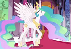 Size: 1576x1080 | Tagged: safe, derpibooru import, princess celestia, alicorn, pony, celestial advice, g4, crown, ethereal hair, ethereal mane, ethereal tail, female, hoof shoes, image, jewelry, jpeg, mare, my little pony, peytral, princess shoes, regalia, solo, sparkles, sparkly mane, sparkly tail, tail, tiara, worried