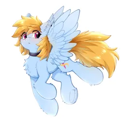 Size: 2732x2675 | Tagged: safe, artist:gale spark, derpibooru import, oc, oc:gale spark, unofficial characters only, pegasus, pony, blushing, chest fluff, choker, ear fluff, eye clipping through hair, female, image, mare, pegasus oc, png, simple background, solo, spread wings, white background, wings