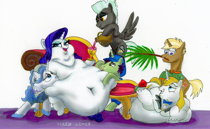 Size: 4198x2579 | Tagged: questionable, artist:white-eyed vireo, derpibooru import, fancypants, prince blueblood, rarity, thunderlane, pony, g4, belly, big belly, bingo wings, butt, chubby cheeks, double chin, drawing, fat, fat fetish, fetish, flabby chest, huge belly, huge butt, image, immobile, impossibly large belly, impossibly obese, jpeg, large butt, morbidly obese, multichin, neck roll, obese, prince blueblob, raritubby, rolls of fat, traditional art