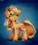 Size: 1020x1224 | Tagged: safe, artist:skobkazavr, derpibooru import, applejack, earth pony, pony, applejack's hat, chest fluff, cowboy hat, ear fluff, eye clipping through hair, eyebrows visible through hair, female, fluffy, hair tie, hat, image, jpeg, mare, ponytail, signature, simple background, smiling, solo, standing, unshorn fetlocks