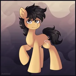 Size: 2800x2800 | Tagged: safe, artist:madelinne, derpibooru import, oc, unofficial characters only, earth pony, pony, black mane, earth pony oc, image, male, png, short mane, solo, stallion