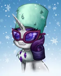 Size: 2000x2500 | Tagged: safe, artist:sunamoonmlp, derpibooru import, rarity, pony, unicorn, g4, clothes, cute, derpibooru exclusive, female, glasses, hat, horn, image, jewelry, mare, necklace, png, smiling, snow, solo, winter, winter outfit