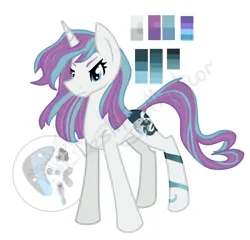 Size: 1322x1268 | Tagged: safe, artist:destiny_manticor, derpibooru import, oc, unofficial characters only, pony, unicorn, adoptable, auction, body markings, cutie mark, female, gradient markings, heterochromia, horn, image, long tail, mare, palette, png, signature, simple background, solo, tail, three quarter view, two toned mane, two toned tail, white background