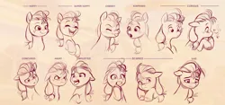 Size: 4617x2160 | Tagged: safe, artist:imalou, derpibooru import, official, sunny starscout, earth pony, pony, g5, my little pony: a new generation, concept art, expressions, female, filly, filly sunny starscout, foal, image, jpeg, solo, younger