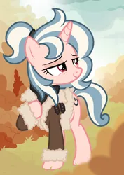 Size: 2926x4142 | Tagged: safe, artist:return 0, derpibooru import, oc, oc:vivi poff, unofficial characters only, unicorn, autumn, clothes, horn, image, jacket, png, show accurate, solo, sweater