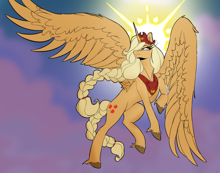 Size: 6946x5452 | Tagged: safe, artist:2hrnap, derpibooru import, applejack, alicorn, alicornified, image, png, race swap