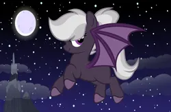 Size: 1920x1250 | Tagged: safe, artist:tkn297, derpibooru import, oc, oc:moon rose, bat pony, pony, female, flying, image, mare, night, png, solo