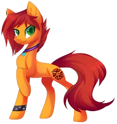 Size: 4184x4454 | Tagged: artist needed, safe, derpibooru import, oc, oc:ignis quark, collar, image, one leg raised, png, studded bracelet