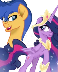 Size: 800x980 | Tagged: safe, artist:jonatanmagic, derpibooru import, flash sentry, twilight sparkle, twilight sparkle (alicorn), alicorn, pegasus, pony, g4, the last problem, female, flashlight, image, male, mare, my little pony, older, older twilight, png, shipping, stallion, straight