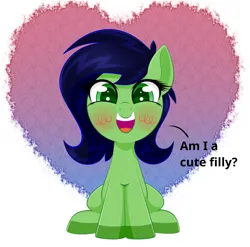 Size: 2303x2279 | Tagged: safe, artist:scandianon, derpibooru import, oc, oc:anonfilly, pony, bronybait, colored hooves, female, filly, foal, happy, heart, hooves, image, looking at you, open mouth, open smile, png, smiling, talking, talking to viewer