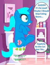 Size: 1368x1768 | Tagged: suggestive, artist:memeartboi, derpibooru import, ponified, pony, unicorn, g4, bathroom, but why, fart, fart cloud, fart noise, female, gassy, heart, heart cutiemark, horn, image, imminent flush, implied farting, indoors, jpeg, loud, mare, mother, nicole watterson, onomatopoeia, scared, sitting, sitting on toilet, solo, solo female, sound effects, speech bubble, teeth, text, the amazing world of gumball, toilet, toilet humor, unicorn horn, wide eyes