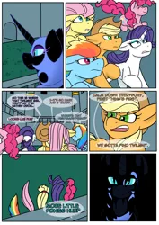 Size: 1614x2283 | Tagged: safe, artist:noblebrony317, derpibooru import, part of a set, applejack, fluttershy, nightmare moon, pinkie pie, rainbow dash, rarity, image, imminent vore, jpeg, predmare moon