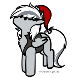 Size: 3000x3000 | Tagged: safe, artist:purple wingshade, derpibooru import, oc, oc:silver edge, unofficial characters only, bat, bat pony, hybrid, pegasus, pony, christmas, hat, holiday, image, png, santa hat, solo