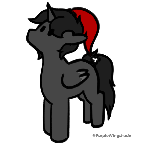 Size: 3000x3000 | Tagged: safe, artist:purple wingshade, derpibooru import, oc, oc:halo, unofficial characters only, alicorn, pegasus, pony, unicorn, christmas, hat, holiday, horn, image, png, santa hat, solo