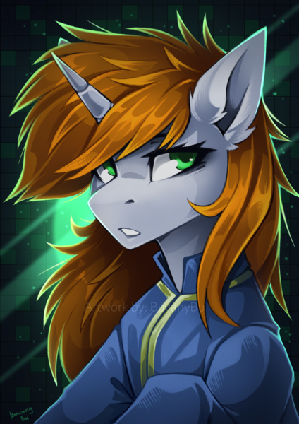 Size: 2480x3508 | Tagged: safe, artist:buvanybu, derpibooru import, oc, oc:littlepip, unofficial characters only, pony, unicorn, fallout equestria, horn, image, png, solo, unicorn oc