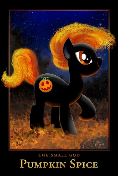 Size: 668x1000 | Tagged: safe, artist:lee moyer, derpibooru import, earth pony, god, grimdark in the description, halloween, holiday, image, jack-o-lantern, jpeg, personification, pumpkin, pumpkin spice, stars