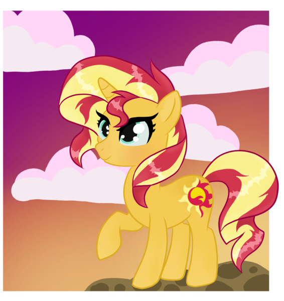 Size: 2688x2848 | Tagged: safe, artist:annuthecatgirl, derpibooru import, sunset shimmer, pony, unicorn, g4, horn, image, png, raised hoof, solo