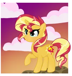 Size: 2688x2848 | Tagged: safe, artist:annuthecatgirl, derpibooru import, sunset shimmer, pony, unicorn, g4, horn, image, png, raised hoof, solo