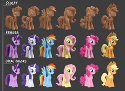 Size: 4847x3533 | Tagged: safe, derpibooru import, official, applejack, fluttershy, pinkie pie, rainbow dash, rarity, twilight sparkle, twilight sparkle (alicorn), alicorn, earth pony, pegasus, pony, unicorn, g4, g5, my little pony: a new generation, applejack's hat, blushing, concept art, cowboy hat, female, figurine, folded wings, freckles, group, hat, horn, image, jpeg, mane six, mare, sextet, spread wings, wings