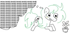 Size: 1181x552 | Tagged: safe, artist:tjpones, derpibooru import, wallflower blush, ponified, earth pony, pony, g4, equestria girls ponified, female, flower, image, mare, png, potted plant, simple background, solo, thought bubble, white background