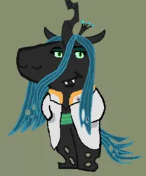 Size: 530x638 | Tagged: safe, derpibooru import, queen chrysalis, anthro, changeling, changeling queen, g4, female, image, looking at you, meme, png, ponified meme, smiling, smirk, solo